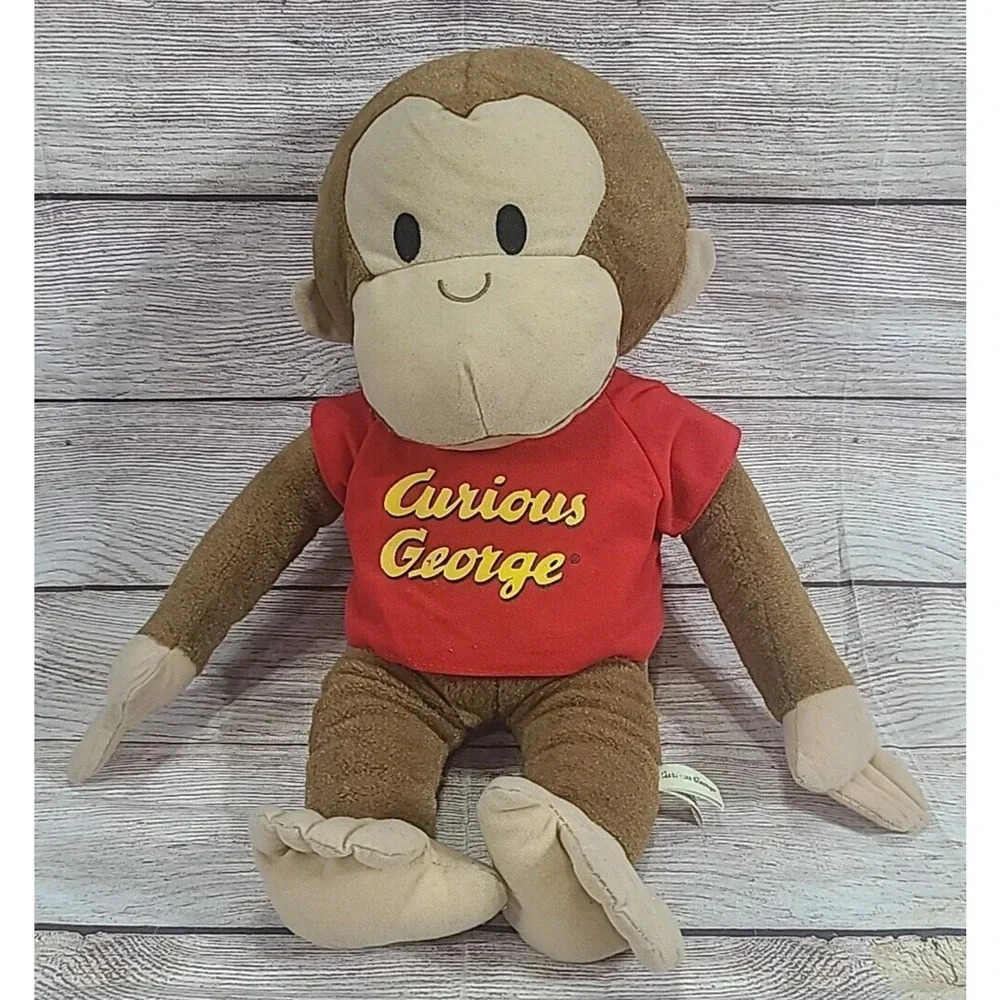 Curious George Toy Factory Plush Monkey George Stuffed Animal Toy Brown Red 18"